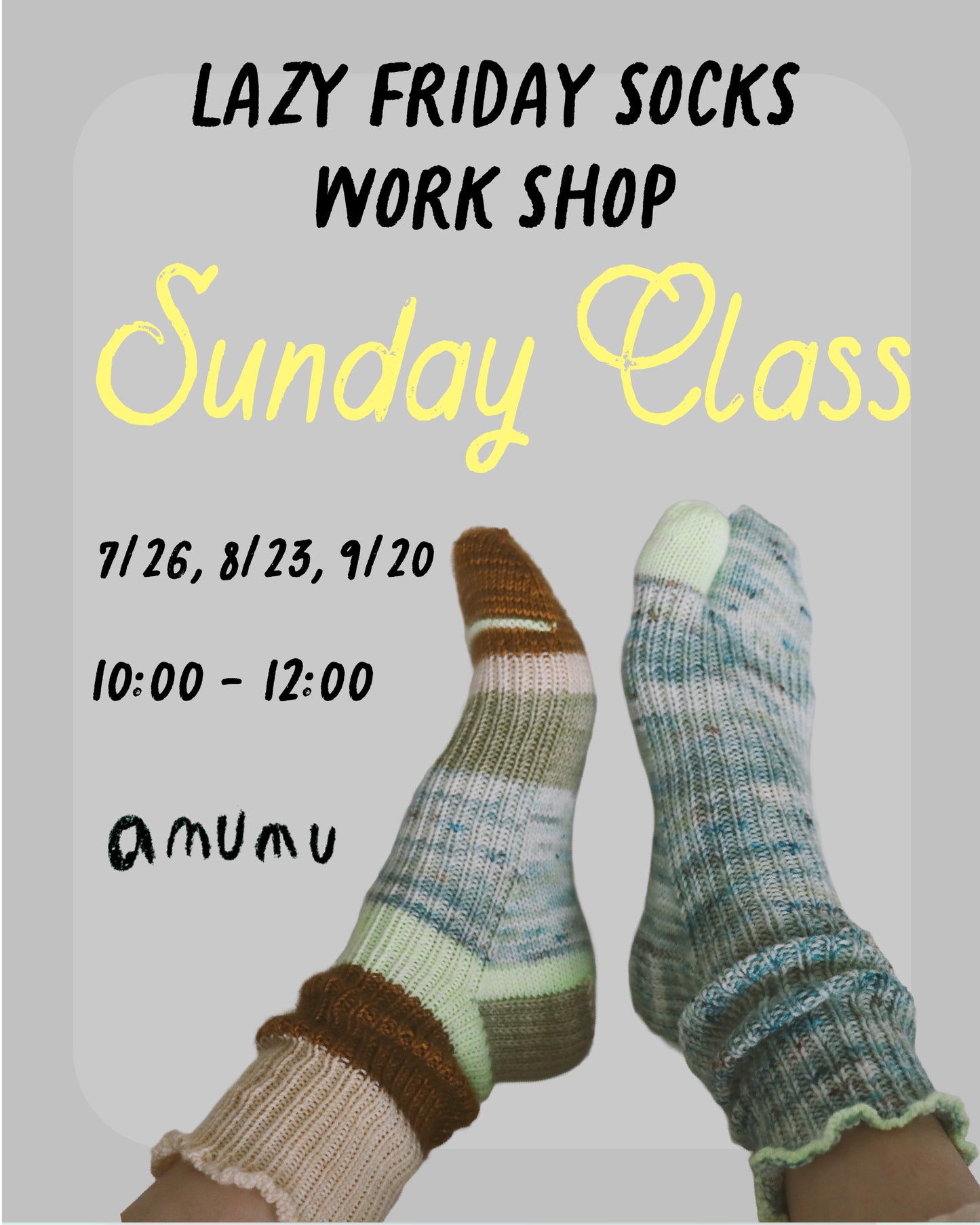 Sock Knitting WS - Sunday Class (日曜教室) - Lazy Friday Socks -